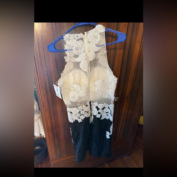 Elegant Lace Black and White Dress - Picture 6 of 6